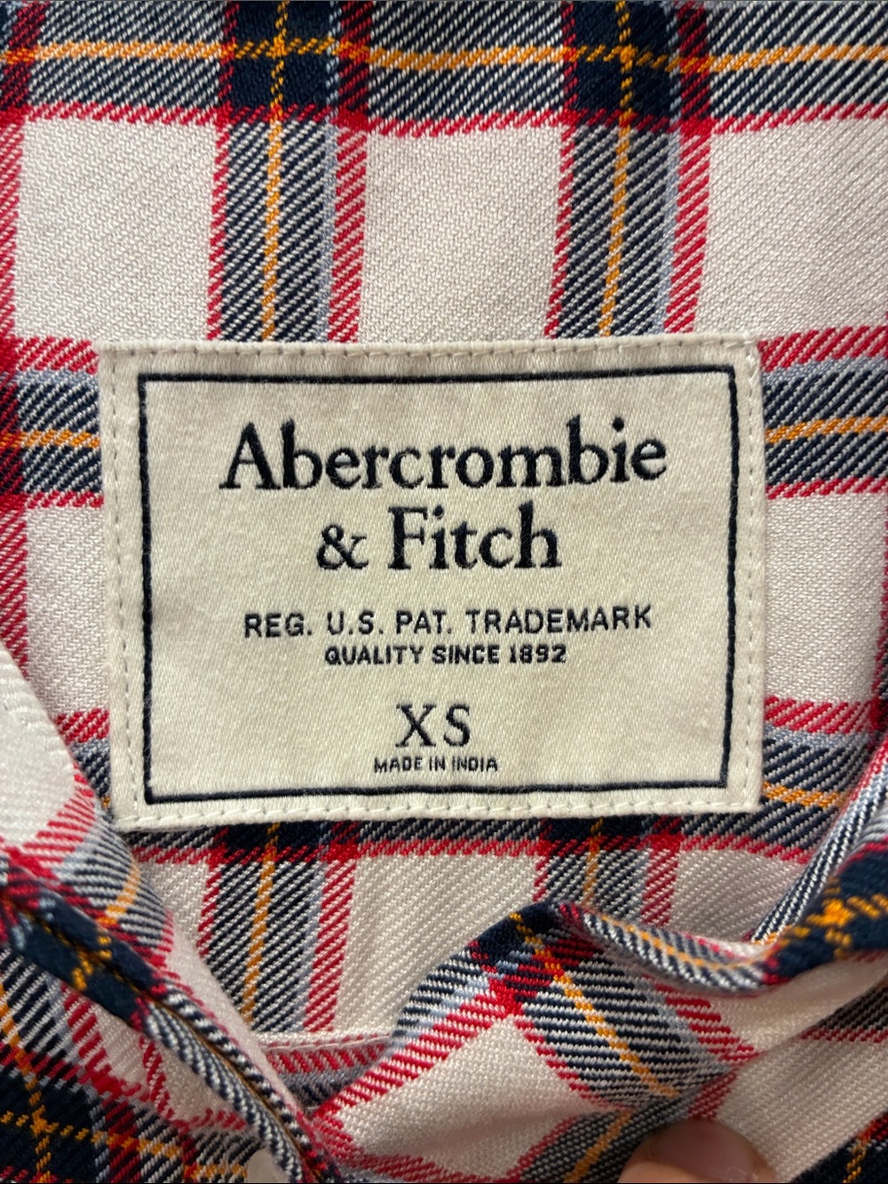 Abercrombie & Fitch Dark Blue Plaid Button Up Fall Top - Picture 4 of 7
